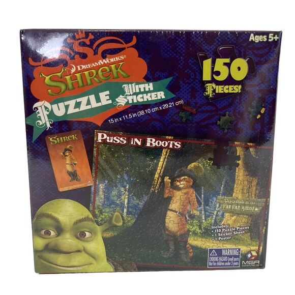 Shrek Puss in Boots Puzzle 150pc w/ Sticker DreamWorks Factory Sealed NIP - Picture 1 of 5